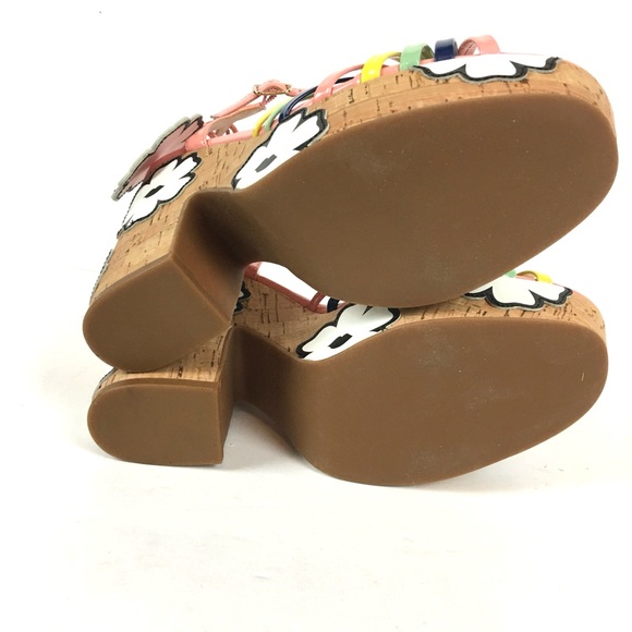 New Kate Spade ♠️ Gerry Platform Floral   Leather Multicolor Sandals size 7.5 - Picture 8 of 12